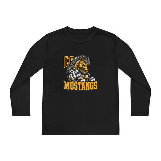 Mustangs Youth Long Sleeve Tee — Mascot Wrestling Team Shirt