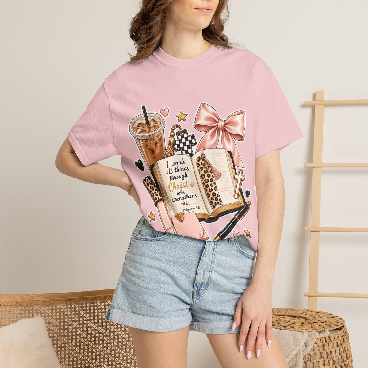 Christian Journaling T-Shirt — "I Can Do All Things Through Christ" Inspirational Tee