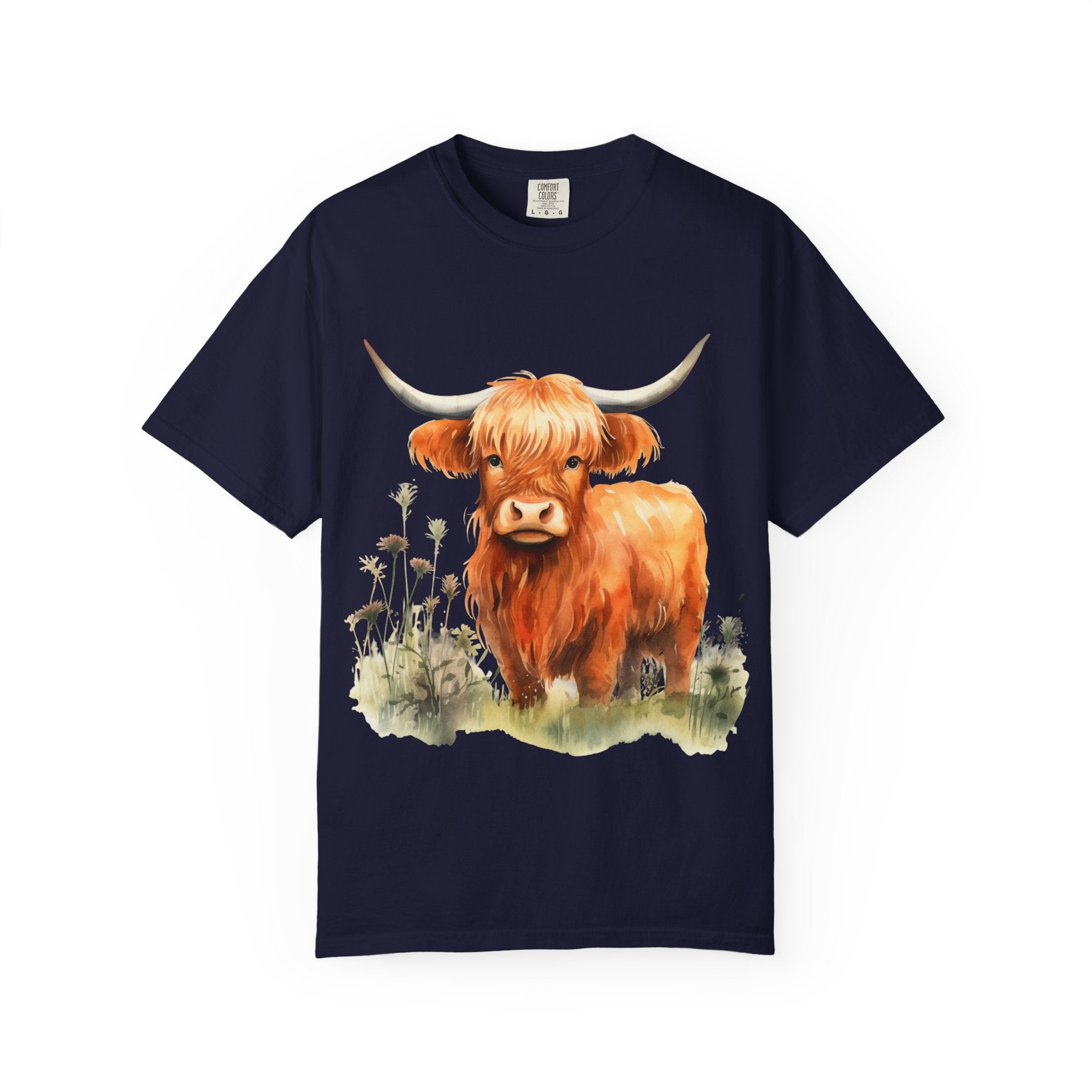 Highland Cow T-Shirt — Cute Watercolor Scottish Highland Cattle Tee