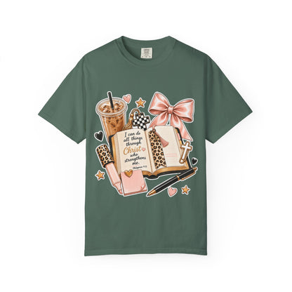 Christian Journaling T-Shirt — "I Can Do All Things Through Christ" Inspirational Tee