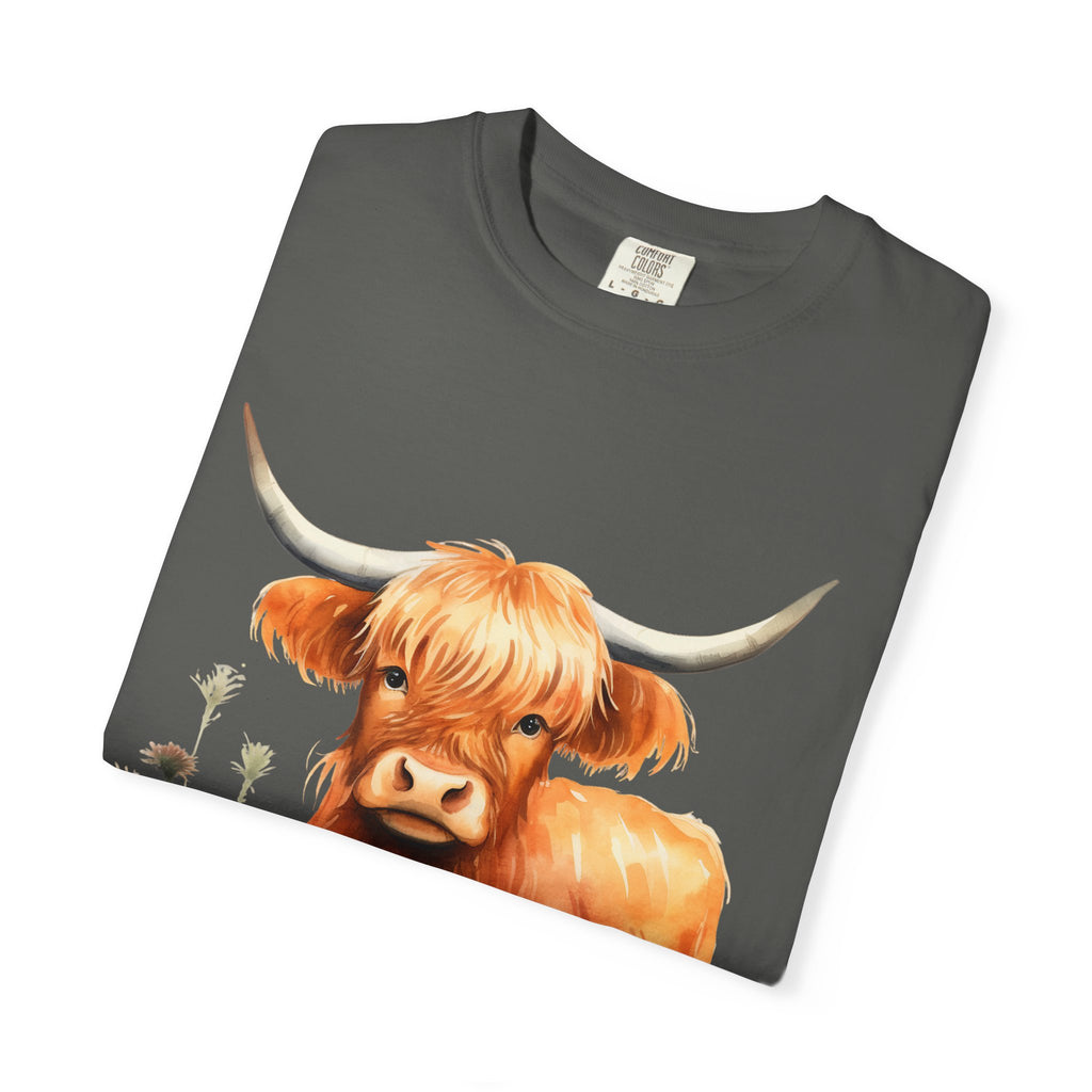 Highland Cow T-Shirt — Cute Watercolor Scottish Highland Cattle Tee