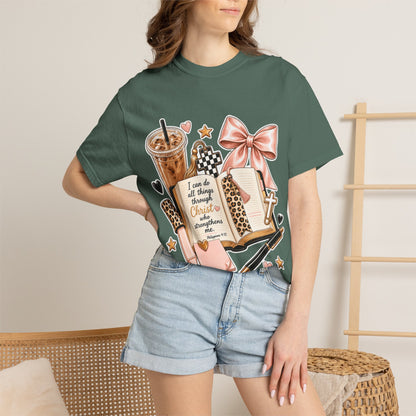Christian Journaling T-Shirt — "I Can Do All Things Through Christ" Inspirational Tee
