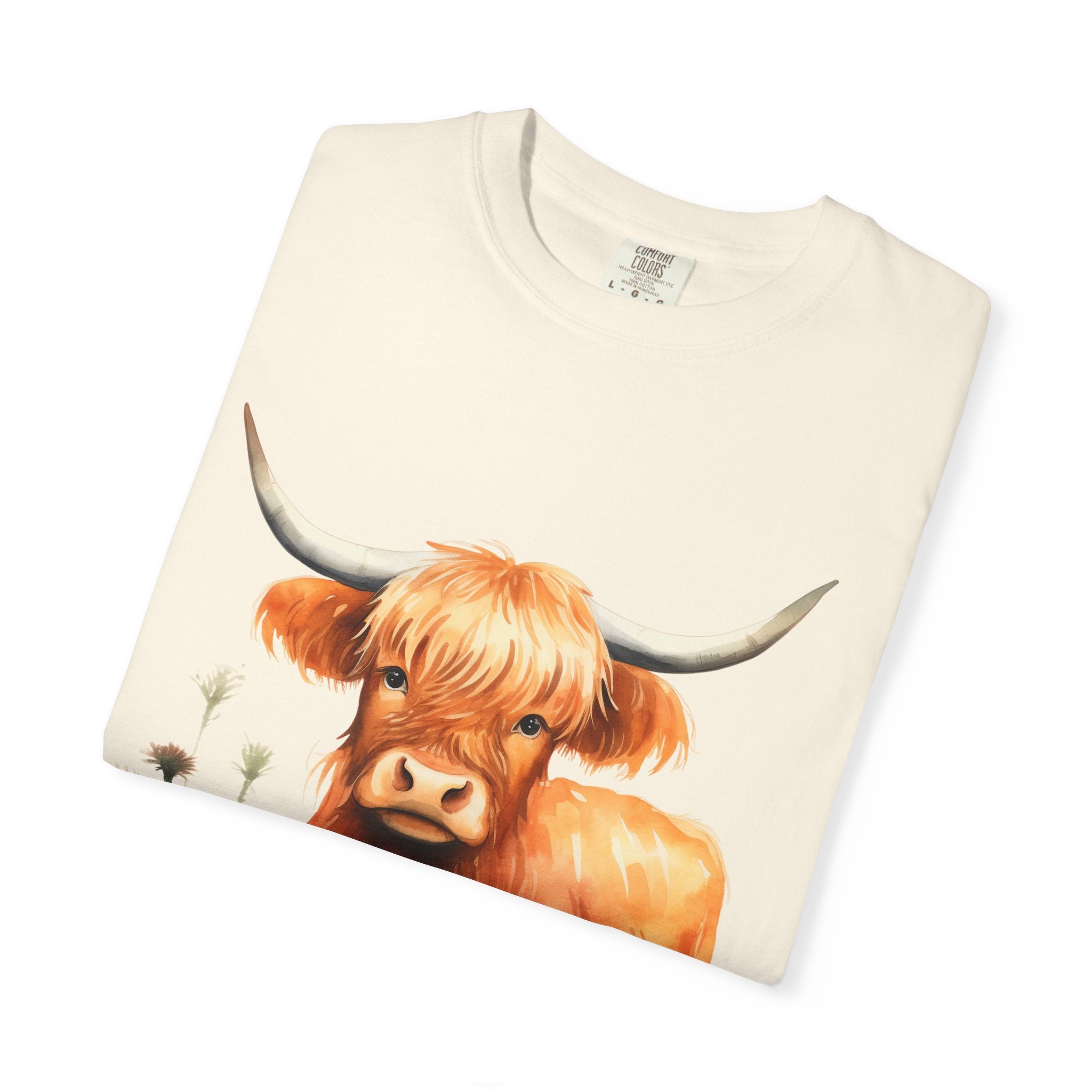 Highland Cow T-Shirt — Cute Watercolor Scottish Highland Cattle Tee