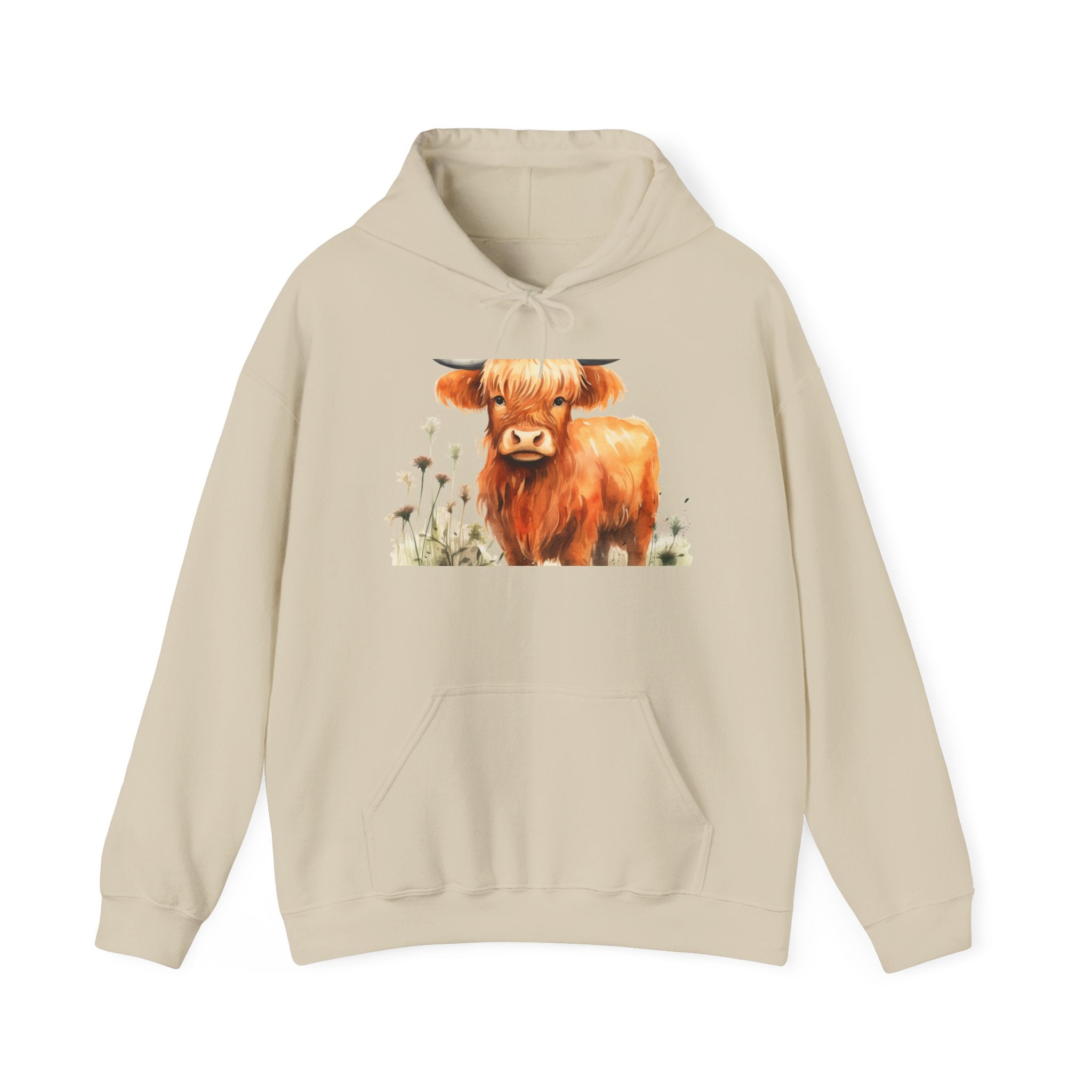 Highland Cow Hoodie - Cute Watercolor Calf Sweatshirt for Animal Lovers