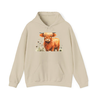 Highland Cow Hoodie - Cute Watercolor Calf Sweatshirt for Animal Lovers