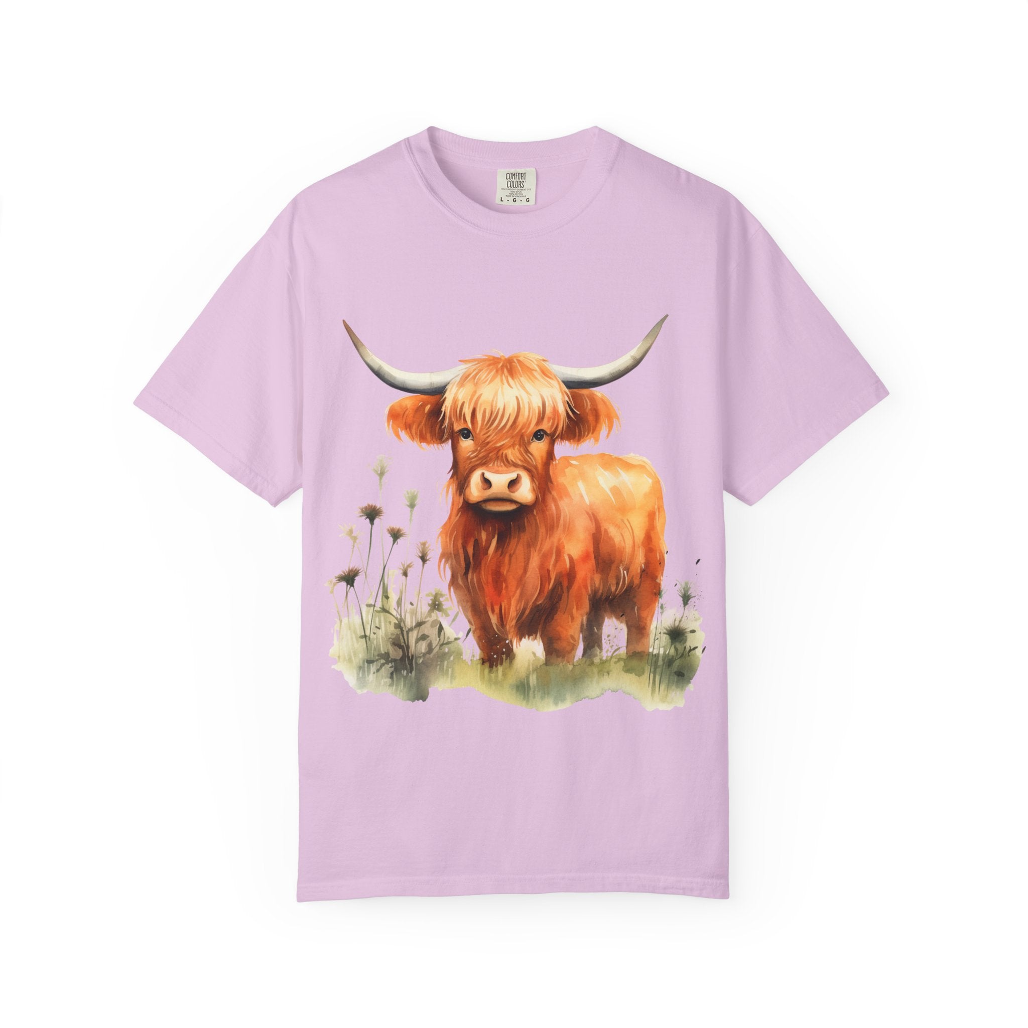 Highland Cow T-Shirt — Cute Watercolor Scottish Highland Cattle Tee
