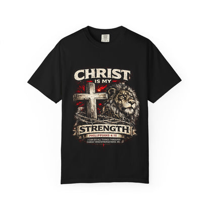 Christian 'Christ Is My Strength' Lion Cross T-Shirt