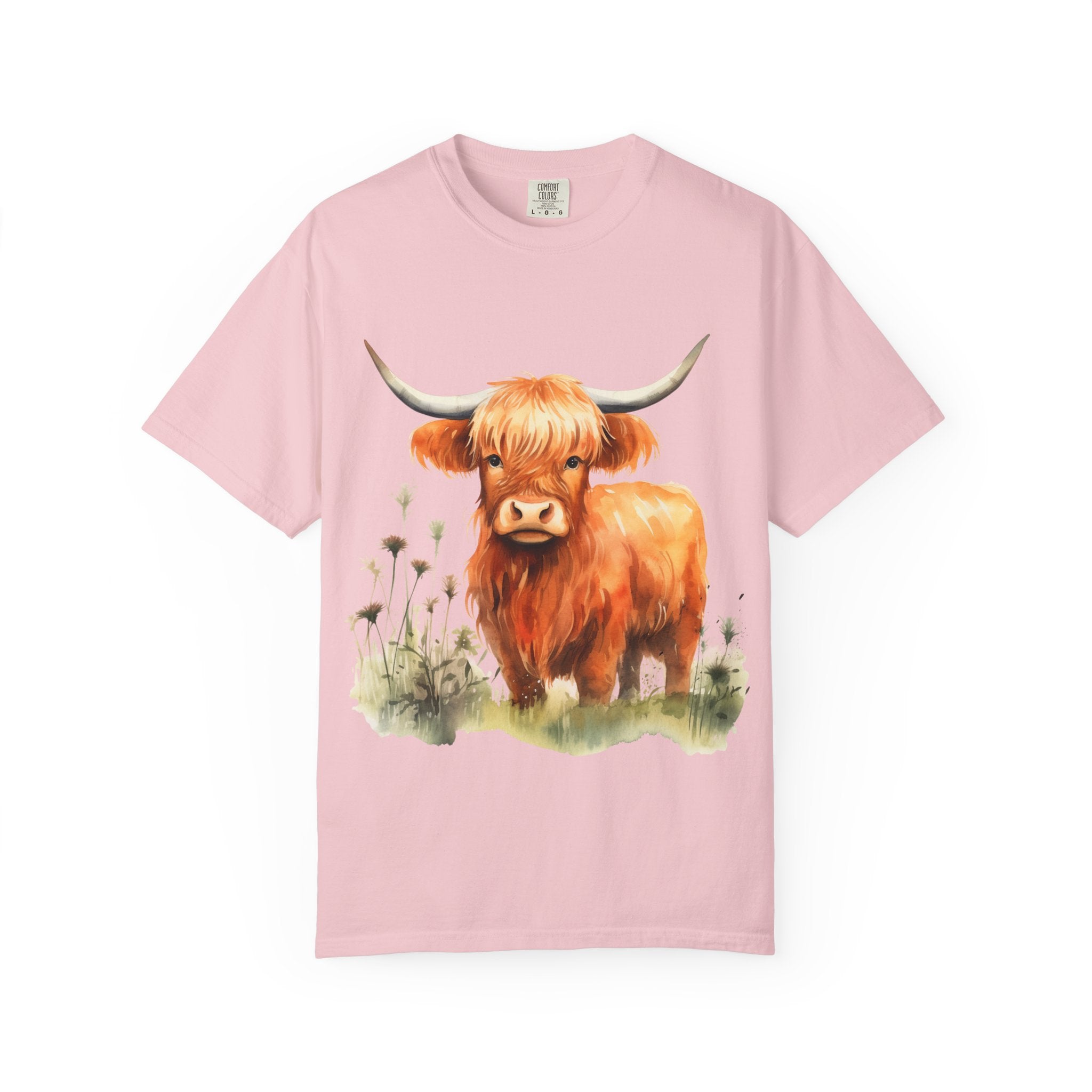 Highland Cow T-Shirt — Cute Watercolor Scottish Highland Cattle Tee