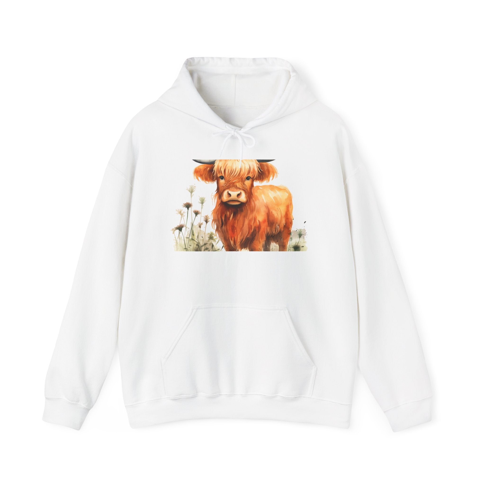 Highland Cow Hoodie - Cute Watercolor Calf Sweatshirt for Animal Lovers