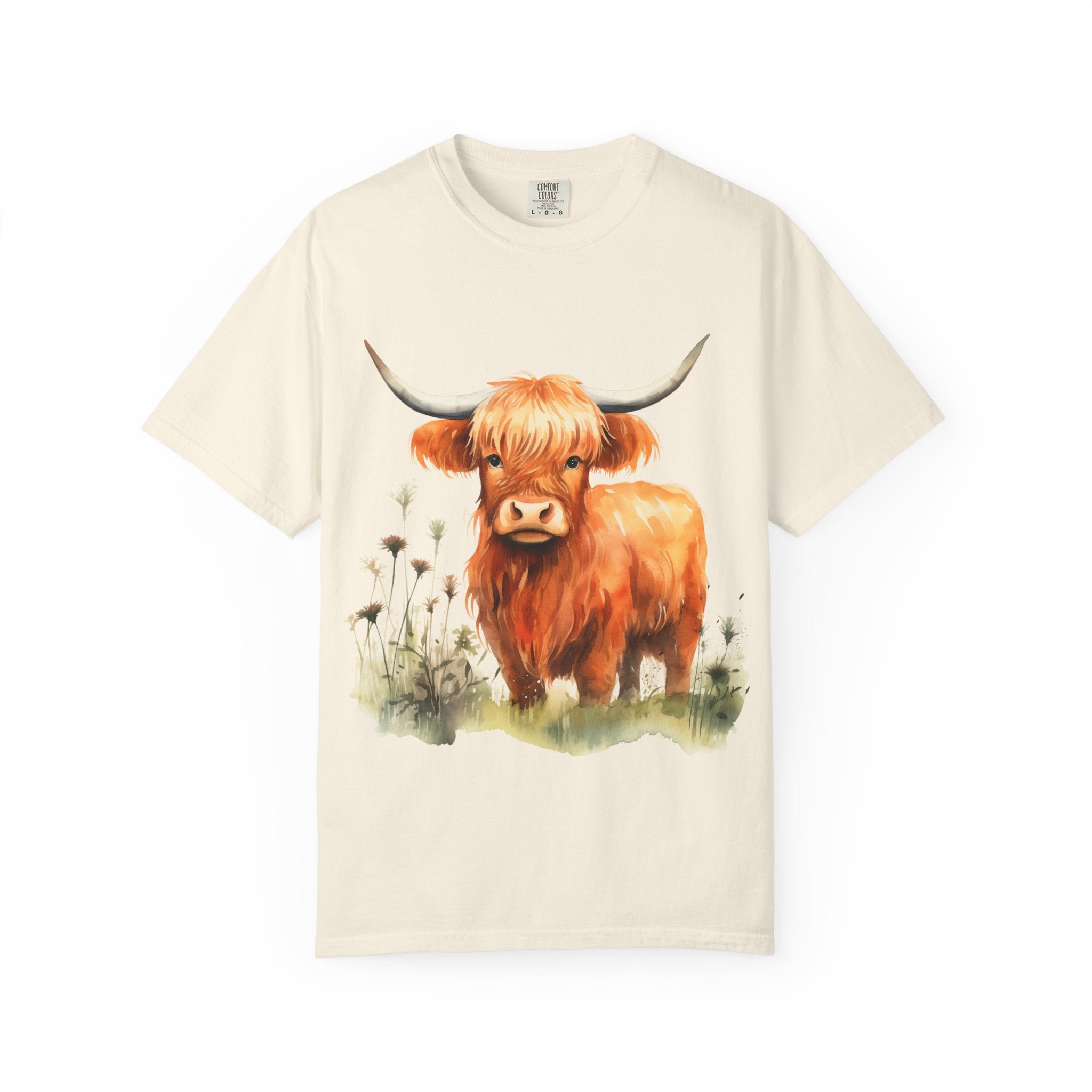 Highland Cow T-Shirt — Cute Watercolor Scottish Highland Cattle Tee