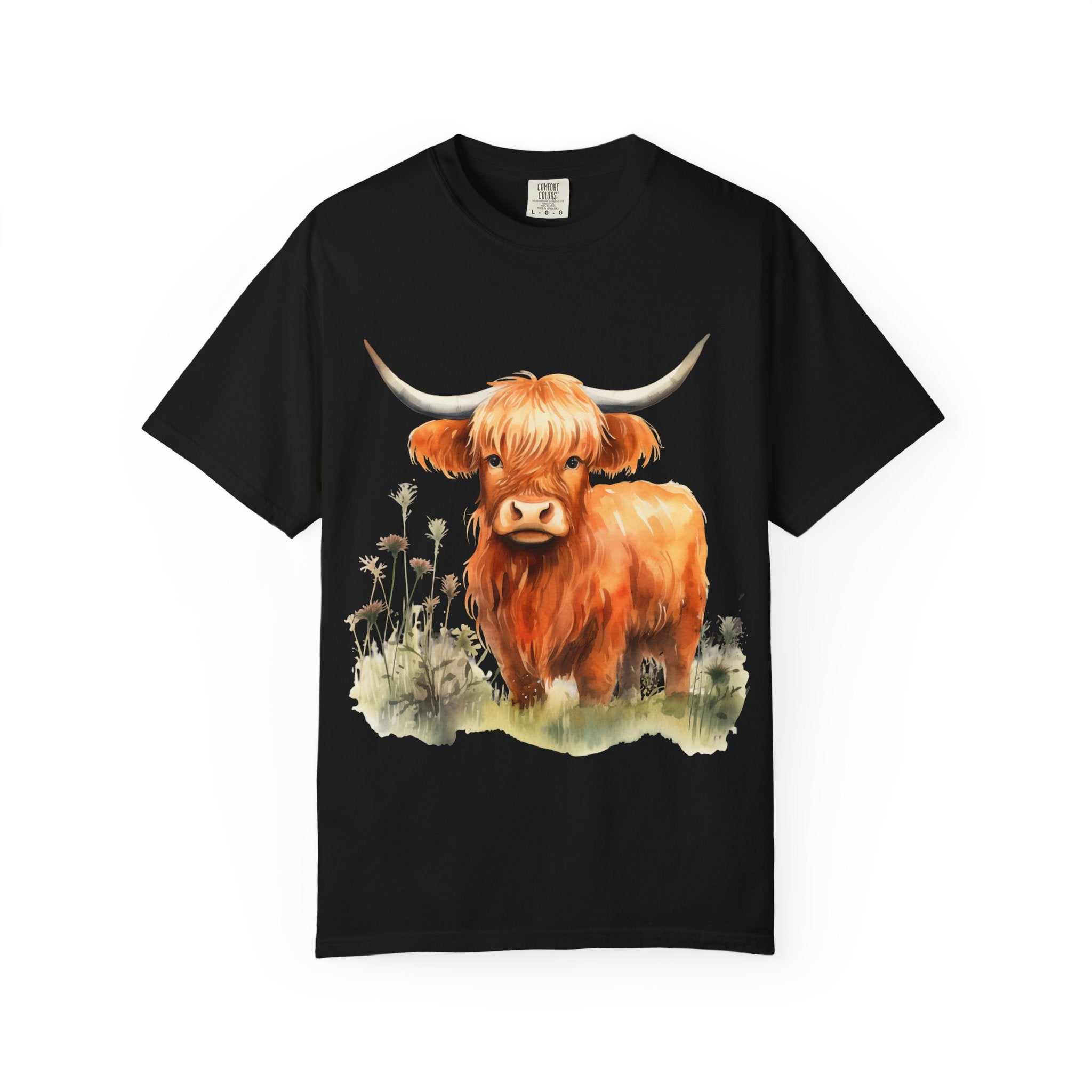 Highland Cow T-Shirt — Cute Watercolor Scottish Highland Cattle Tee