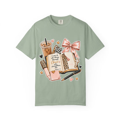 Christian Journaling T-Shirt — "I Can Do All Things Through Christ" Inspirational Tee