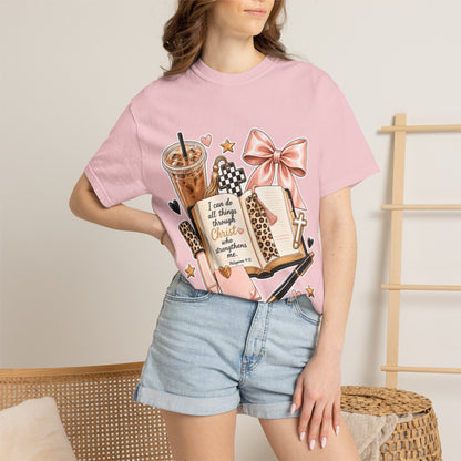 Christian Journaling T-Shirt — "I Can Do All Things Through Christ" Inspirational Tee
