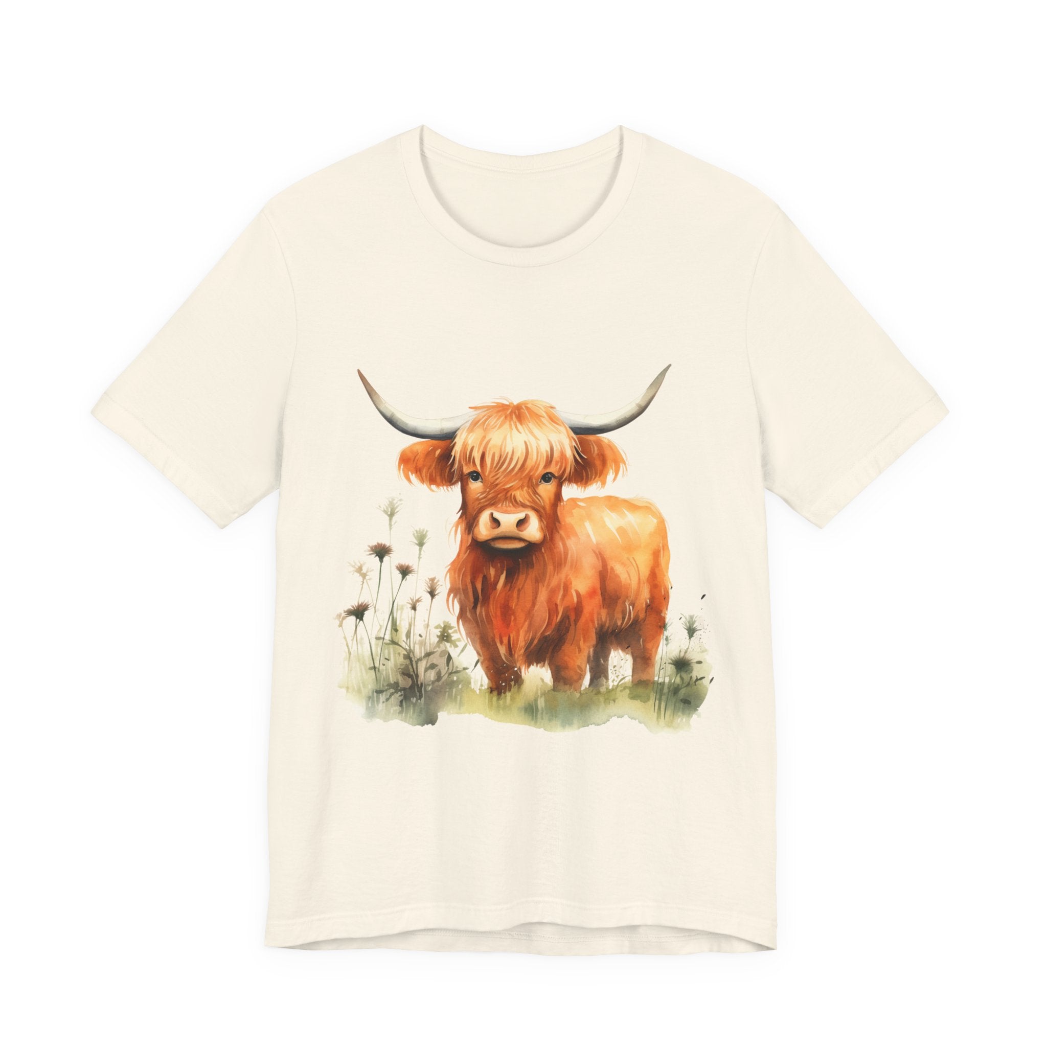 Highland Cow T‑Shirt – Cute Watercolor Cattle Tee for Animal Lovers