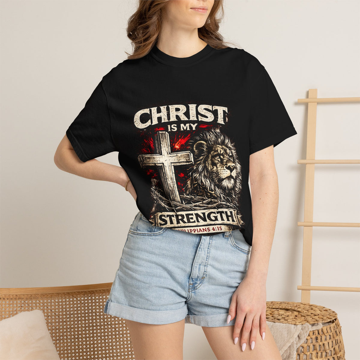 Christian 'Christ Is My Strength' Lion Cross T-Shirt