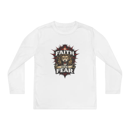 Youth Long Sleeve Tee - "Faith Over Fear" Lion Graphic
