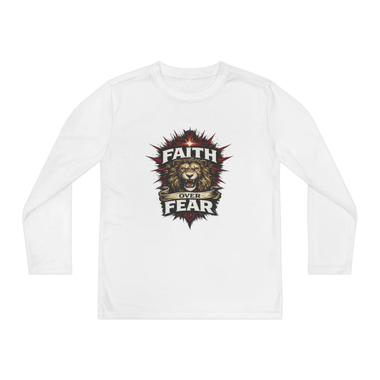 Youth Long Sleeve Tee - "Faith Over Fear" Lion Graphic