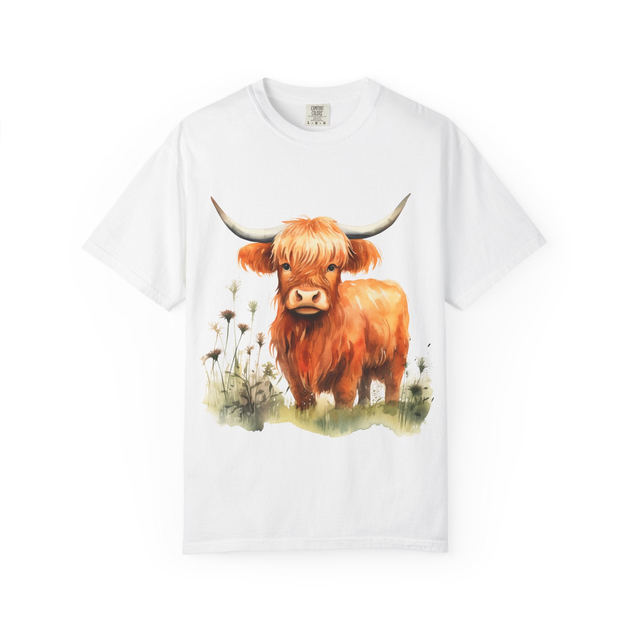 Highland Cow T-Shirt — Cute Watercolor Scottish Highland Cattle Tee