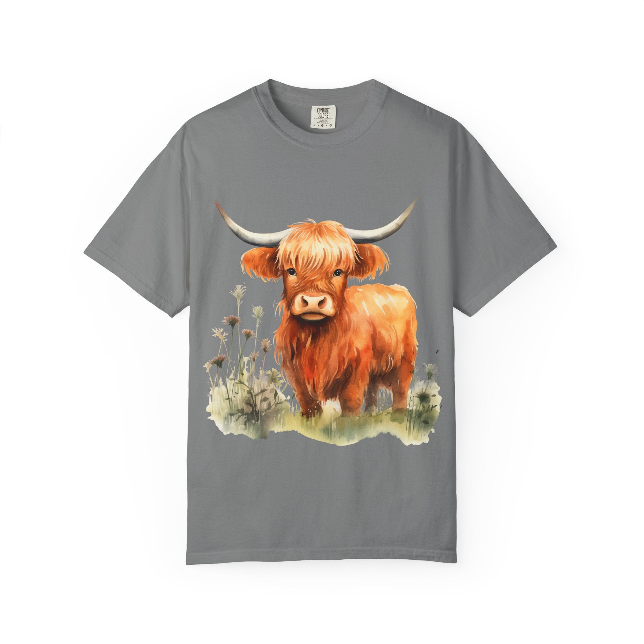 Highland Cow T-Shirt — Cute Watercolor Scottish Highland Cattle Tee