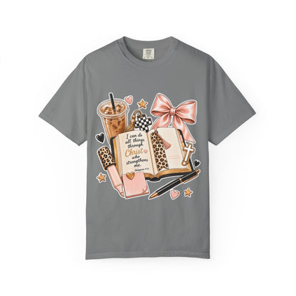 Christian Journaling T-Shirt — "I Can Do All Things Through Christ" Inspirational Tee