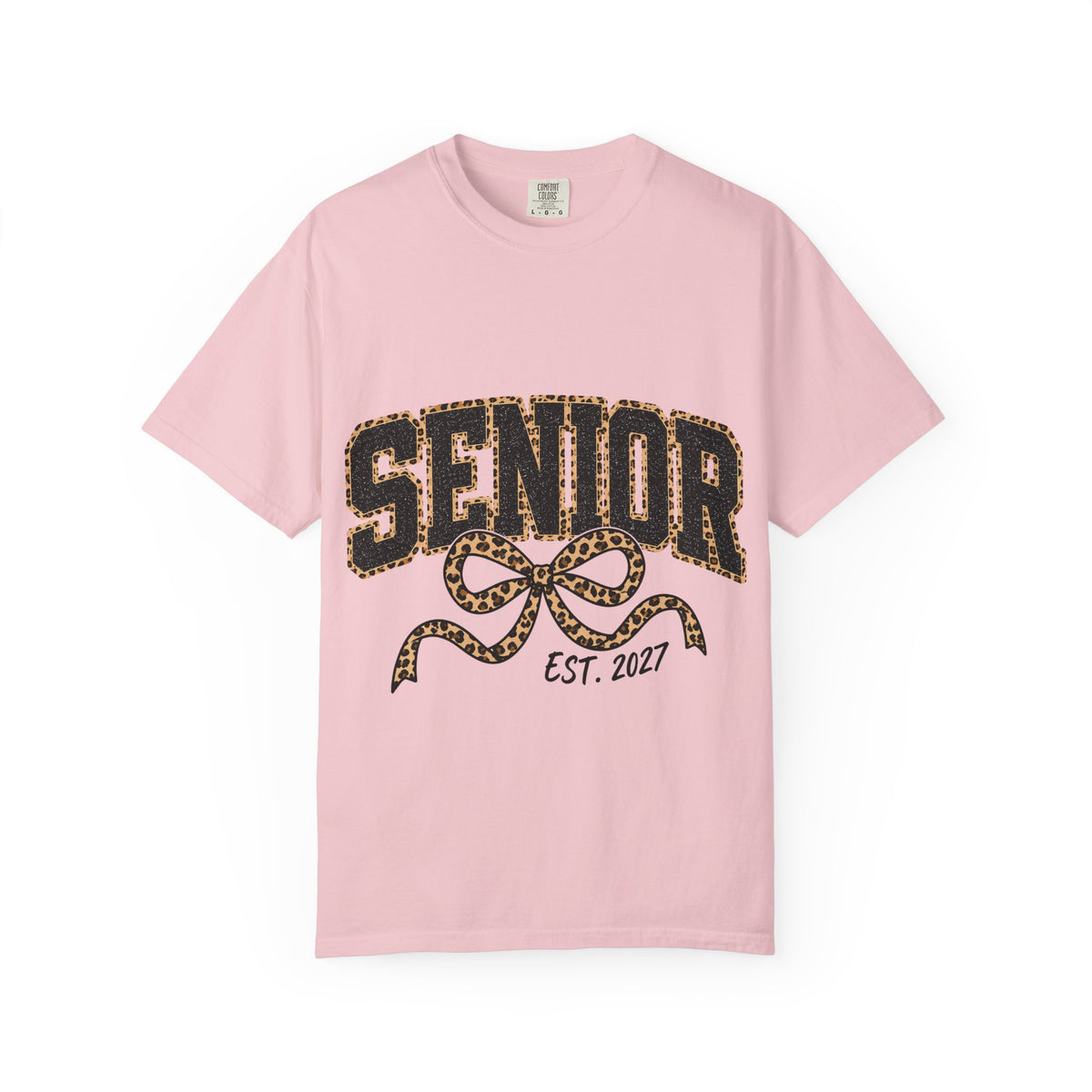 Senior Leopard Bow T-Shirt — "Senior Est. 2027" Graduation Tee