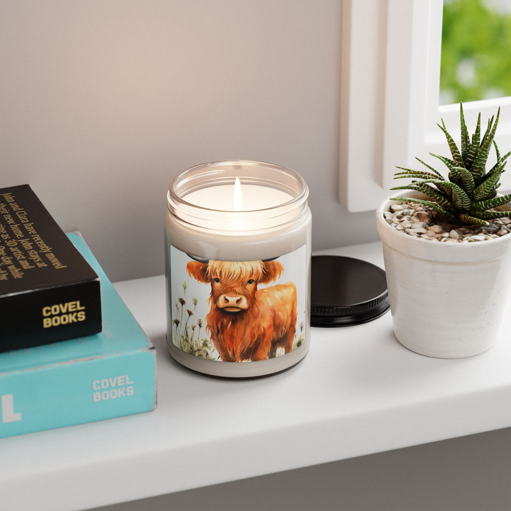 Highland Cow Scented Soy Candle — 9oz Rustic Farmhouse Jar Candle