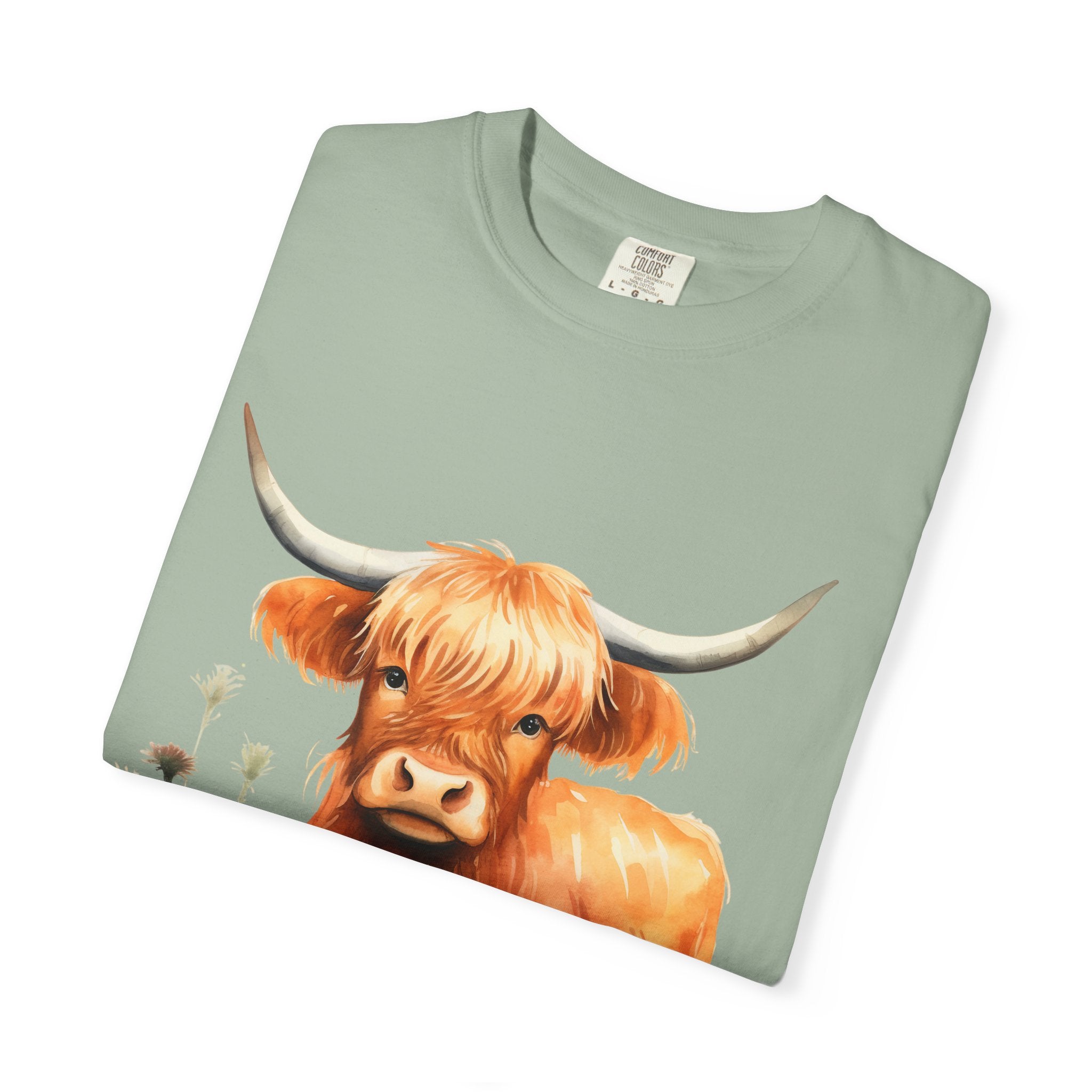 Highland Cow T-Shirt — Cute Watercolor Scottish Highland Cattle Tee