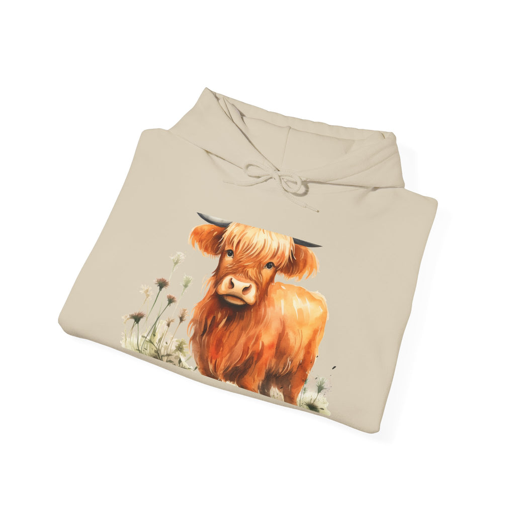 Highland Cow Hoodie - Cute Watercolor Calf Sweatshirt for Animal Lovers
