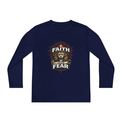 Youth Long Sleeve Tee - "Faith Over Fear" Lion Graphic