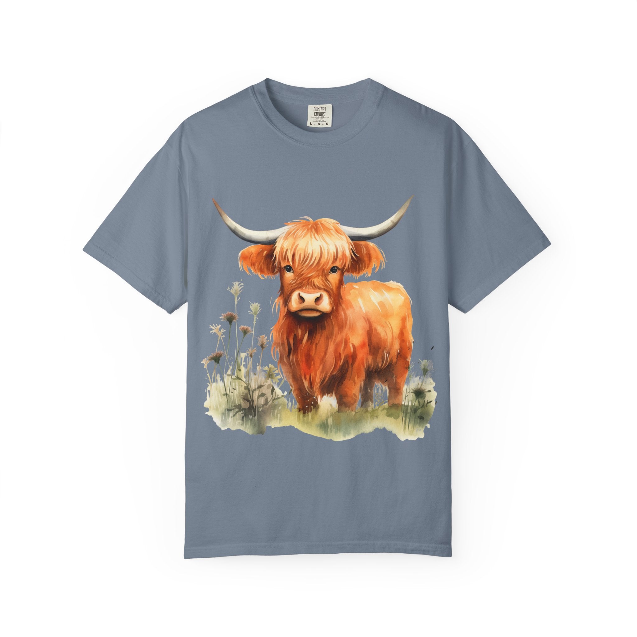Highland Cow T-Shirt — Cute Watercolor Scottish Highland Cattle Tee