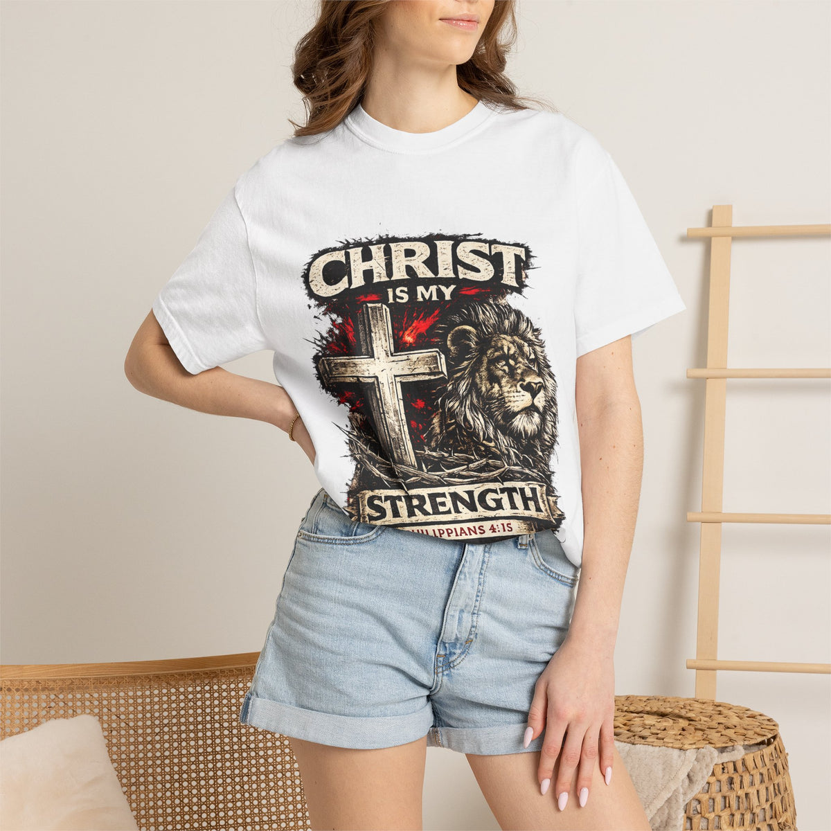 Christian 'Christ Is My Strength' Lion Cross T-Shirt