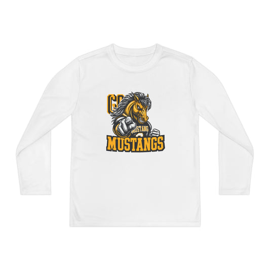 Mustangs Youth Long Sleeve Tee — Mascot Wrestling Team Shirt