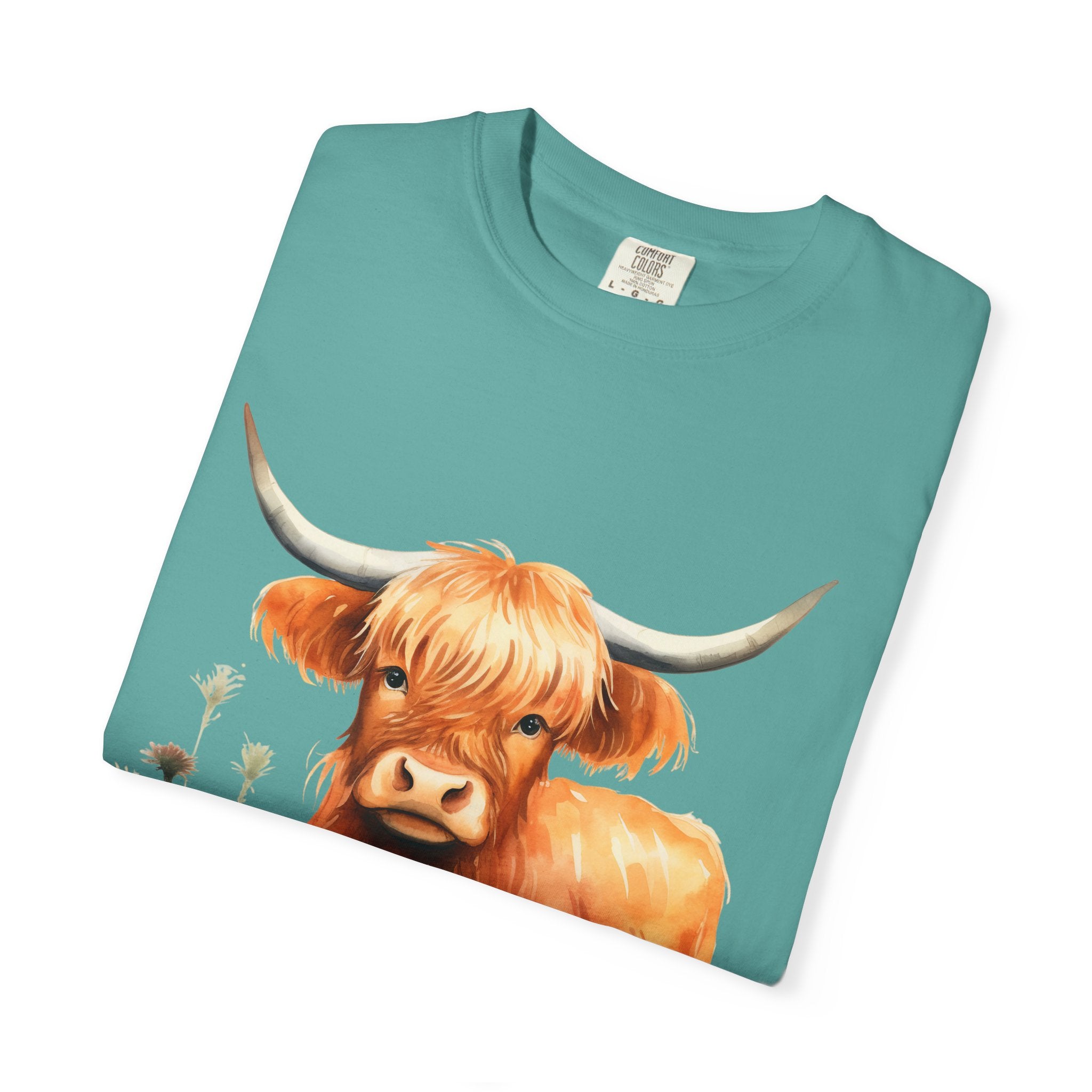 Highland Cow T-Shirt — Cute Watercolor Scottish Highland Cattle Tee