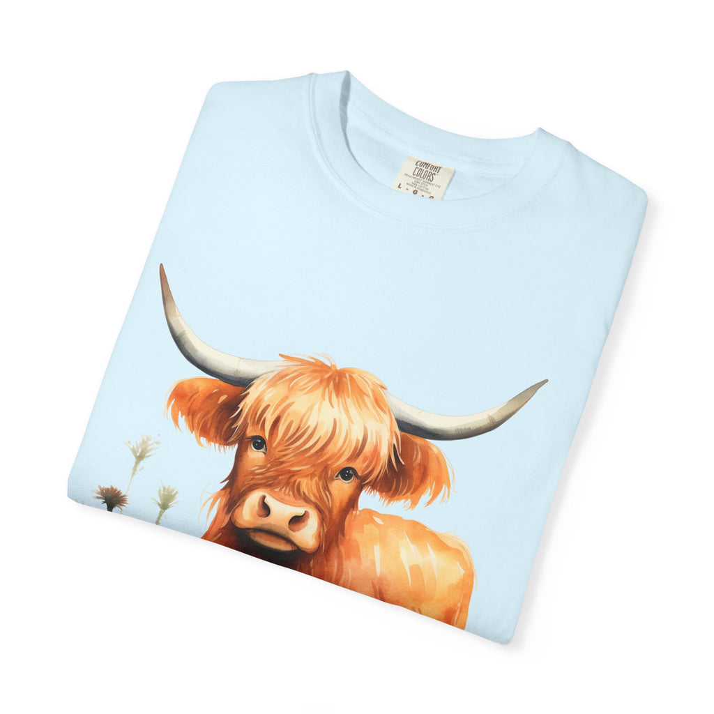 Highland Cow T-Shirt — Cute Watercolor Scottish Highland Cattle Tee