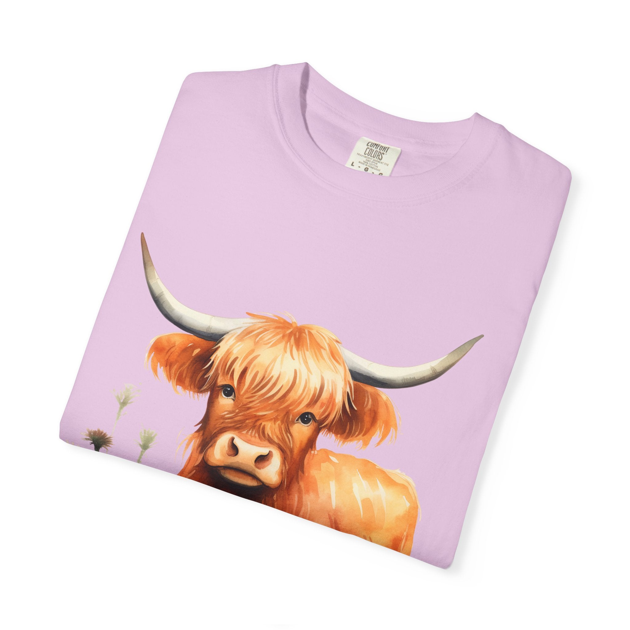 Highland Cow T-Shirt — Cute Watercolor Scottish Highland Cattle Tee