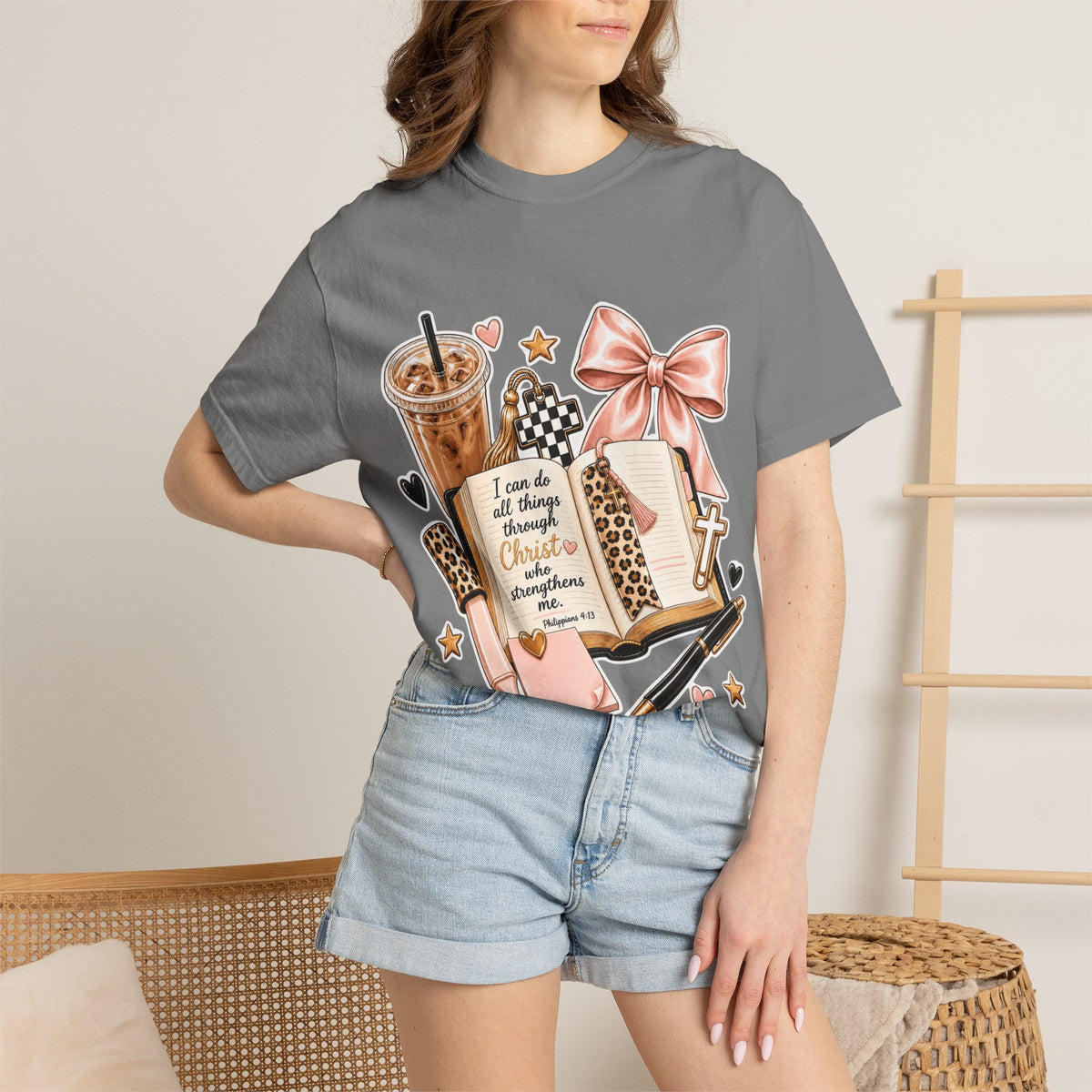 Christian Journaling T-Shirt — "I Can Do All Things Through Christ" Inspirational Tee