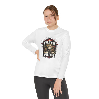Youth Long Sleeve Tee - "Faith Over Fear" Lion Graphic
