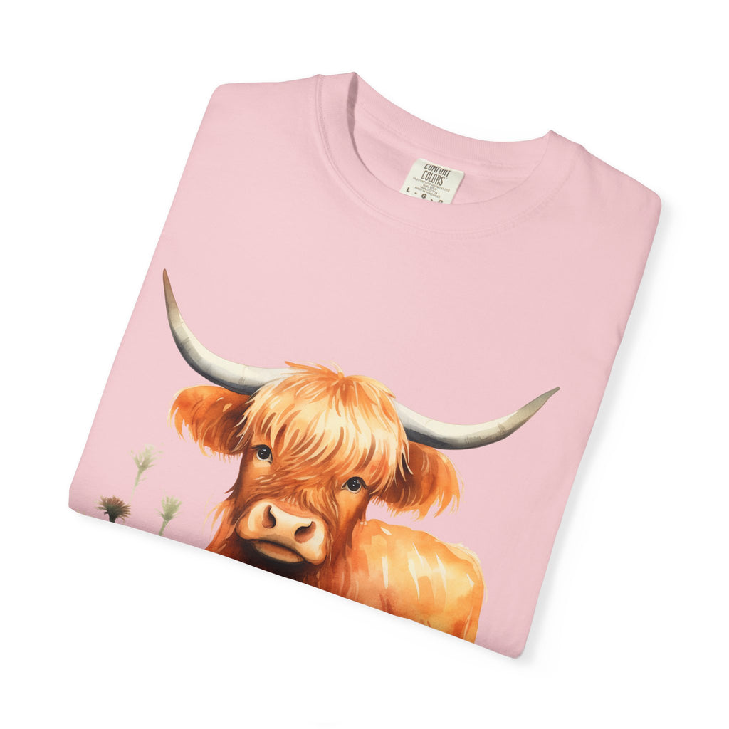 Highland Cow T-Shirt — Cute Watercolor Scottish Highland Cattle Tee