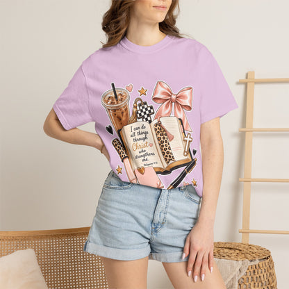 Christian Journaling T-Shirt — "I Can Do All Things Through Christ" Inspirational Tee