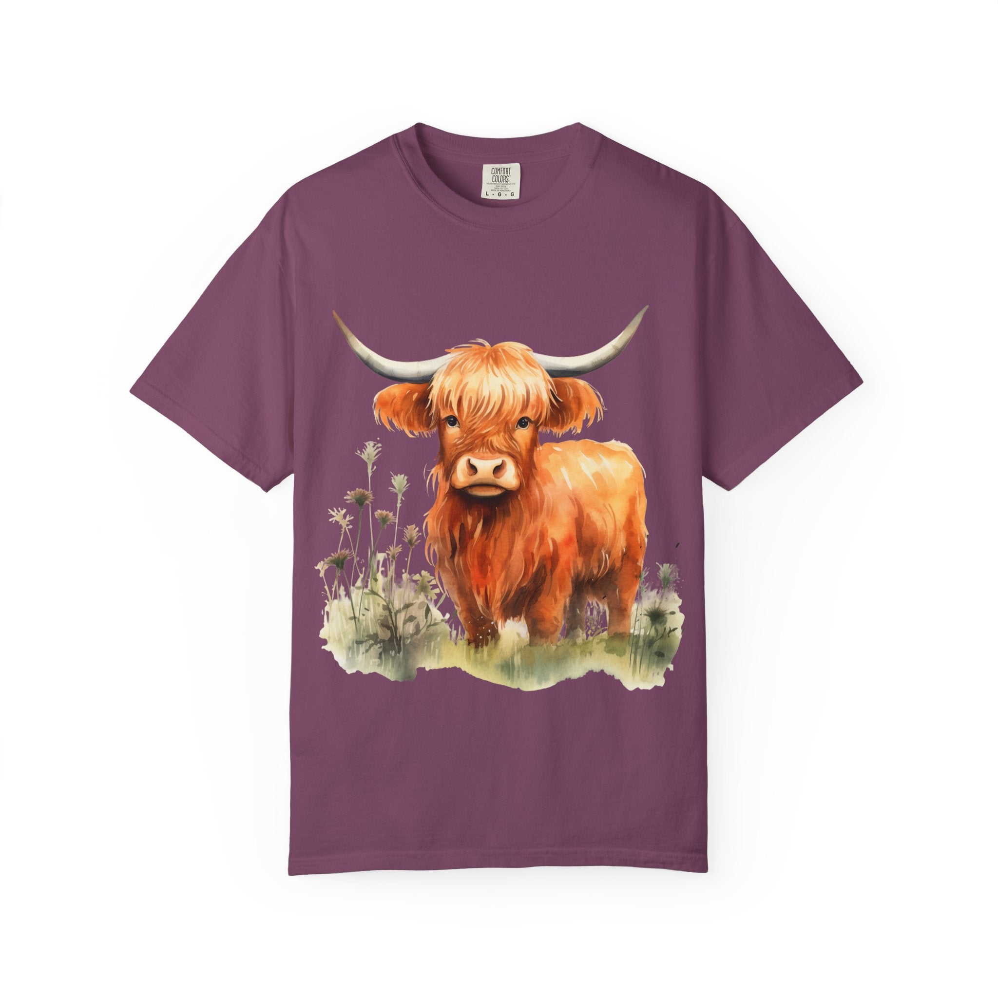 Highland Cow T-Shirt — Cute Watercolor Scottish Highland Cattle Tee