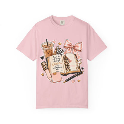 Christian Journaling T-Shirt — "I Can Do All Things Through Christ" Inspirational Tee
