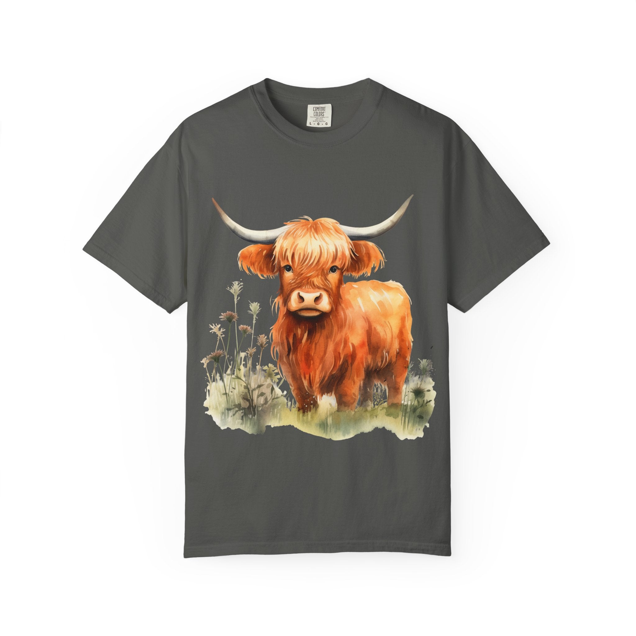 Highland Cow T-Shirt — Cute Watercolor Scottish Highland Cattle Tee
