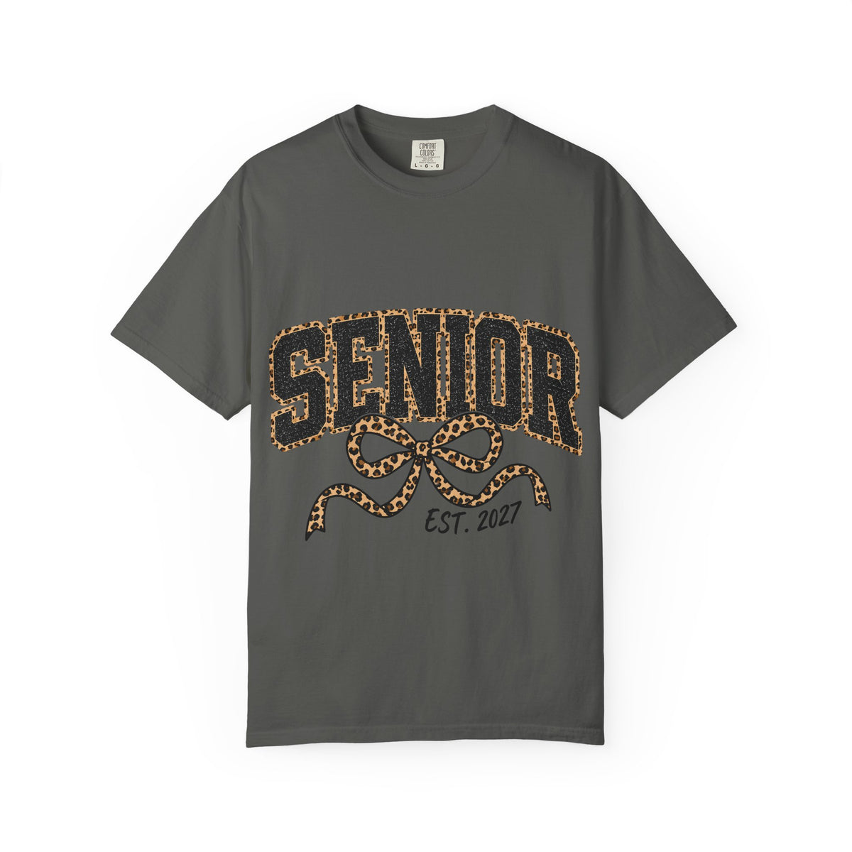 Senior Leopard Bow T-Shirt — "Senior Est. 2027" Graduation Tee