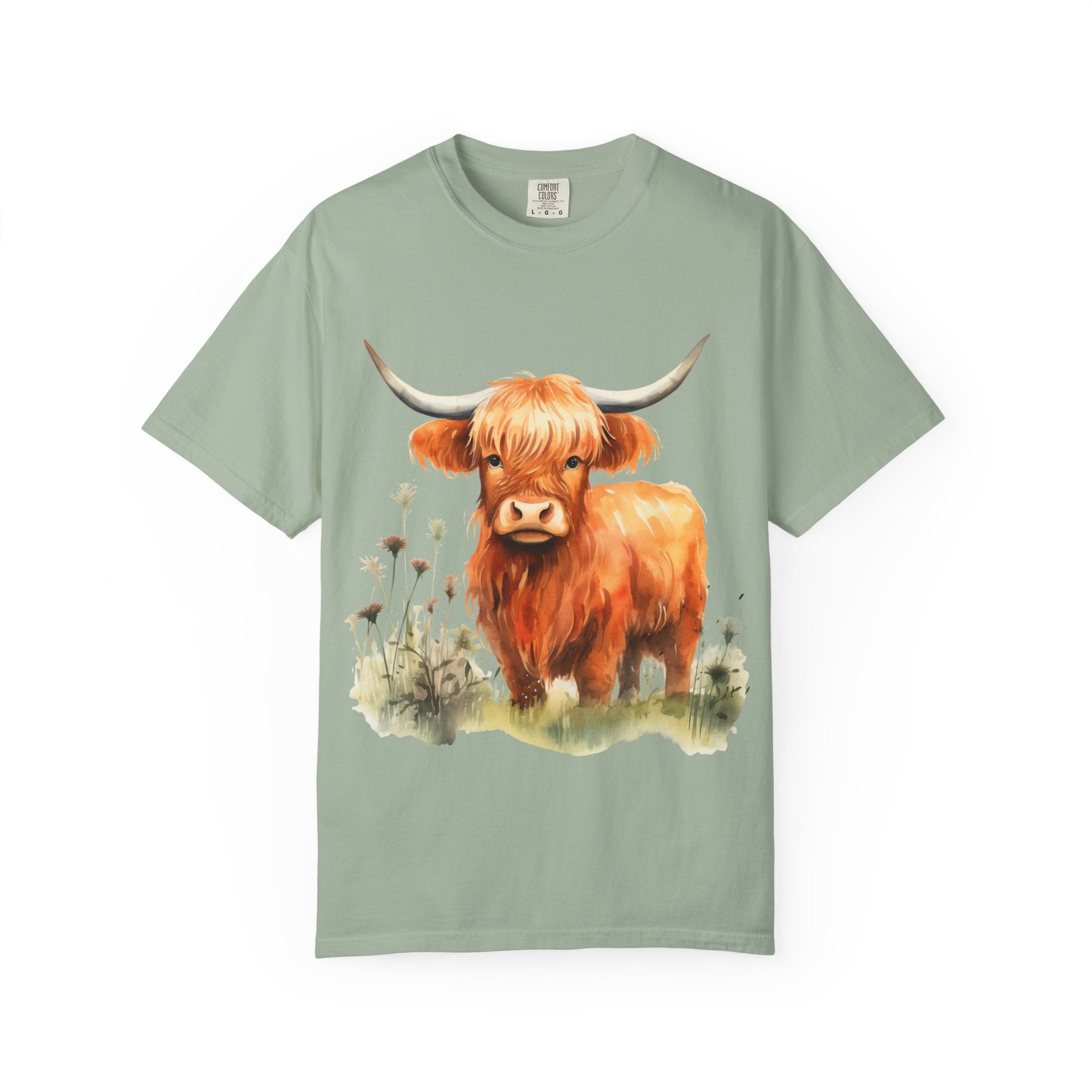 Highland Cow T-Shirt — Cute Watercolor Scottish Highland Cattle Tee