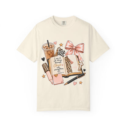 Christian Journaling T-Shirt — "I Can Do All Things Through Christ" Inspirational Tee