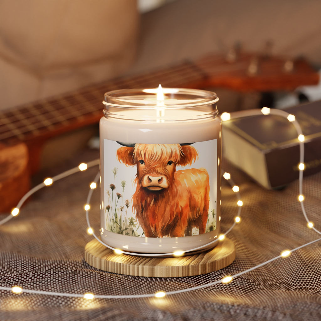 Highland Cow Scented Soy Candle — 9oz Rustic Farmhouse Jar Candle
