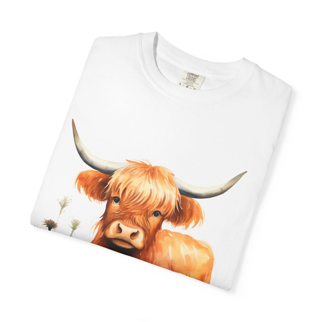 Highland Cow T-Shirt — Cute Watercolor Scottish Highland Cattle Tee