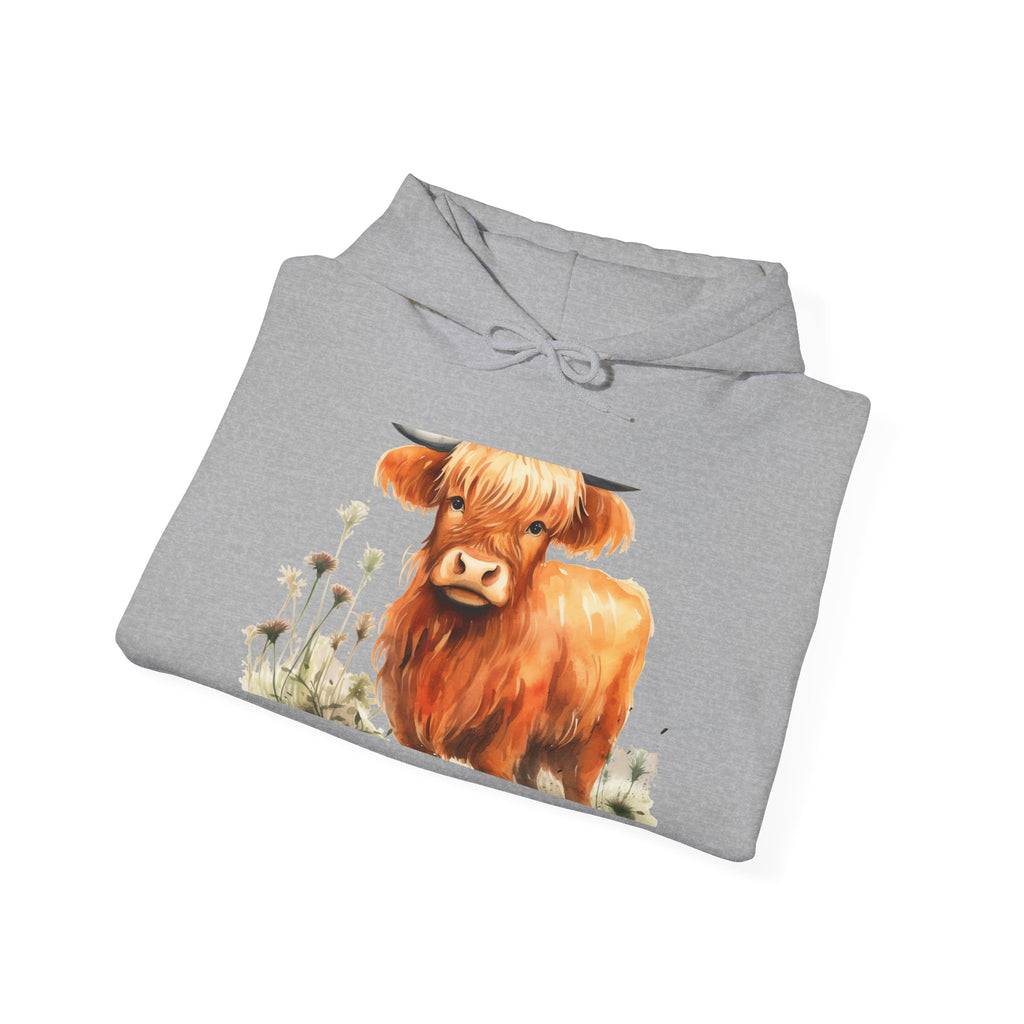 Highland Cow Hoodie - Cute Watercolor Calf Sweatshirt for Animal Lovers