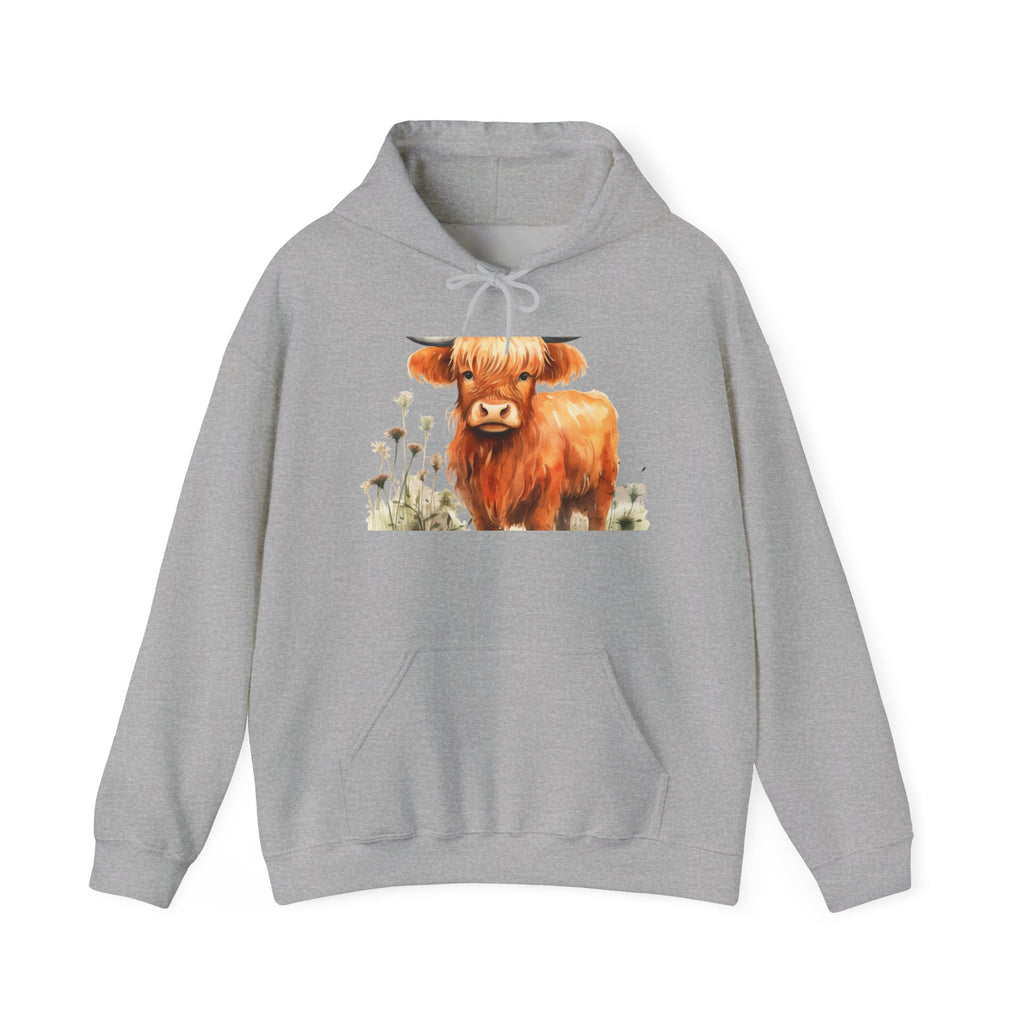 Highland Cow Hoodie - Cute Watercolor Calf Sweatshirt for Animal Lovers
