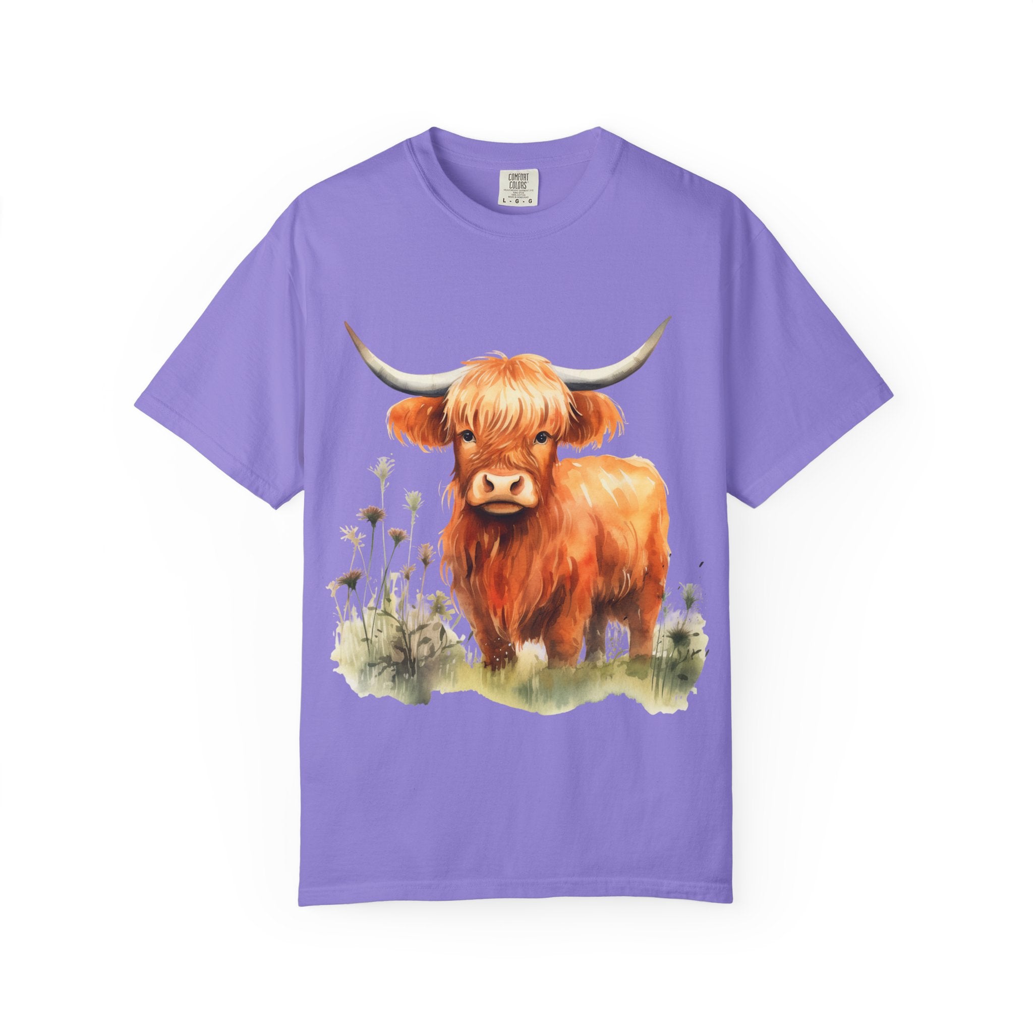 Highland Cow T-Shirt — Cute Watercolor Scottish Highland Cattle Tee